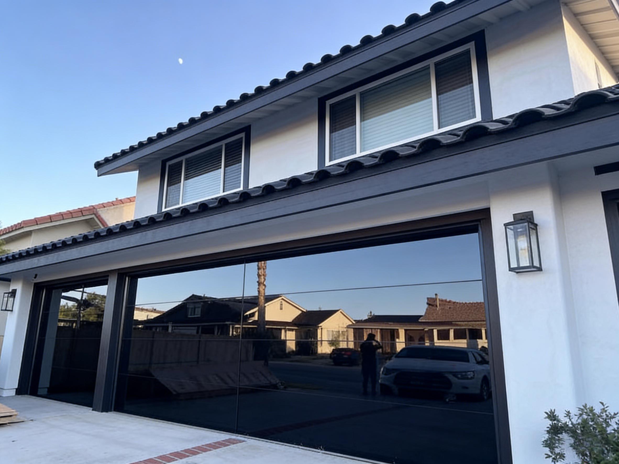 Tempered flat glass flip-up garage door